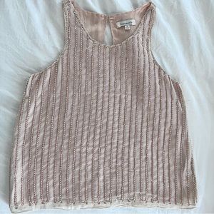 Francesca’s | Light Pink Beaded Sequin Tank Top